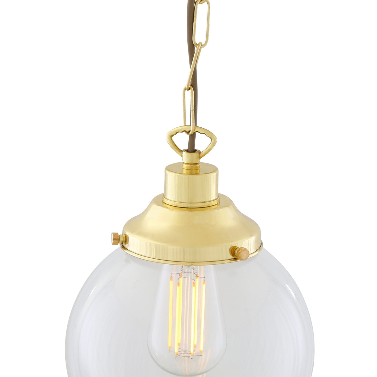 Riad Vintage Clear Globe Pendant Light - Antique Brass Finish