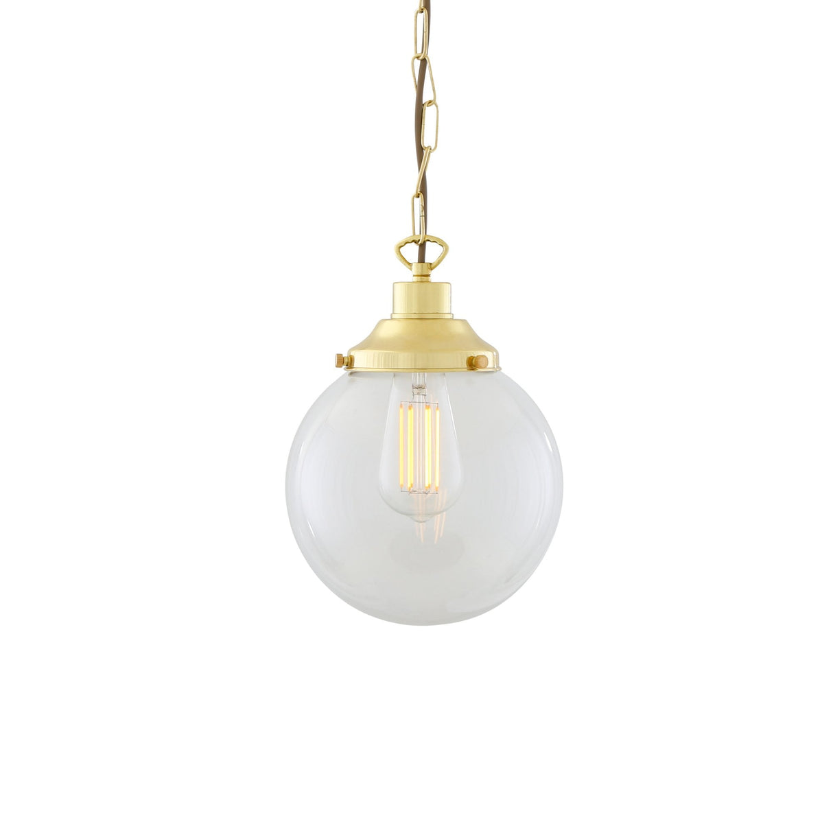 Riad Vintage Clear Globe Pendant Light - Antique Brass Finish