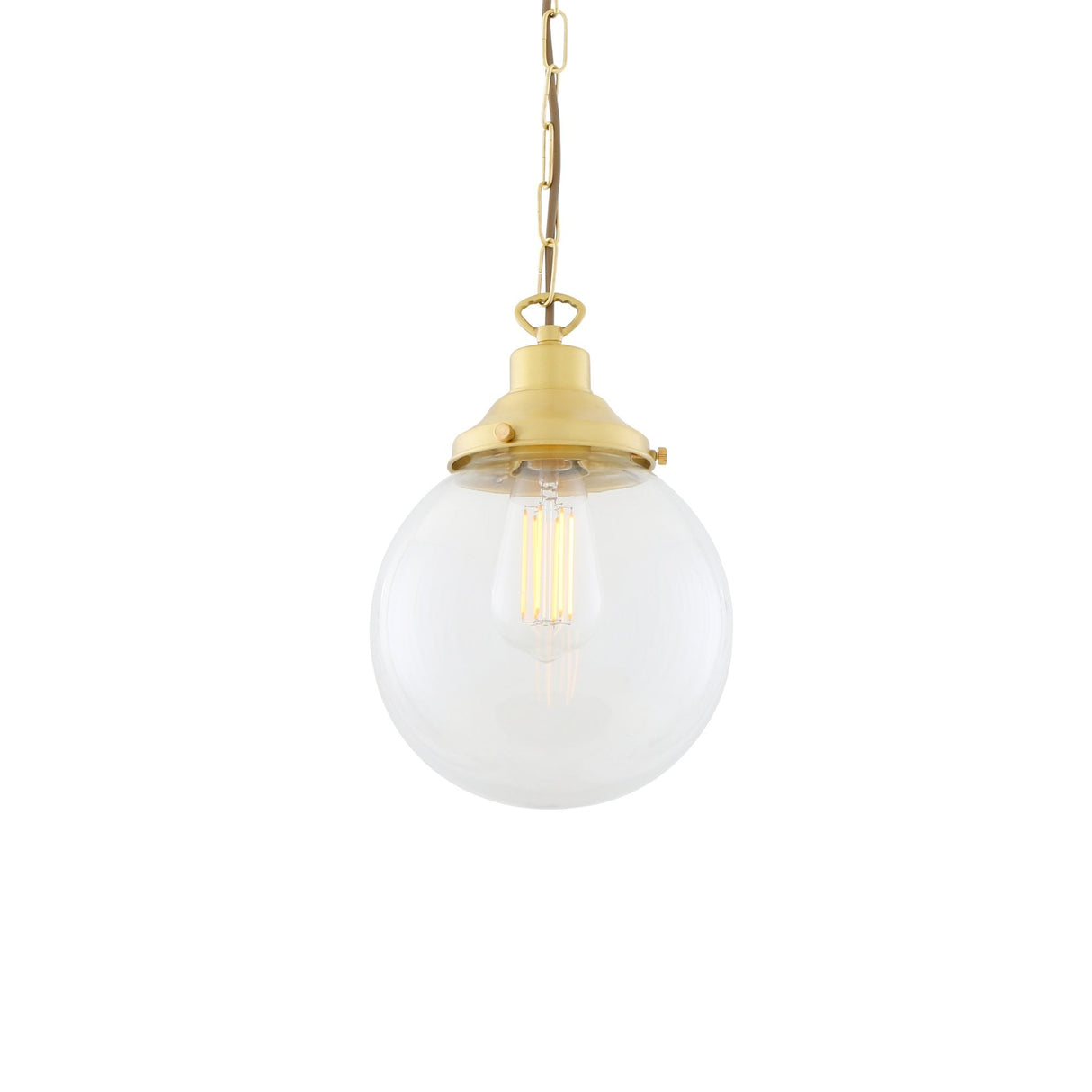 Riad Vintage Clear Globe Pendant Light - Antique Brass Finish