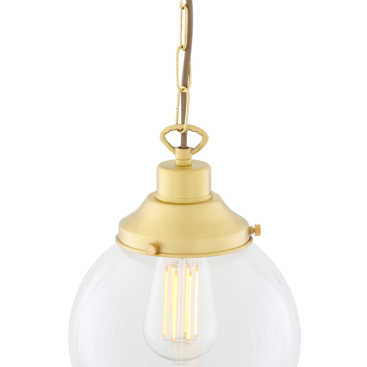 Riad Vintage Clear Globe Pendant Light - Antique Brass Finish