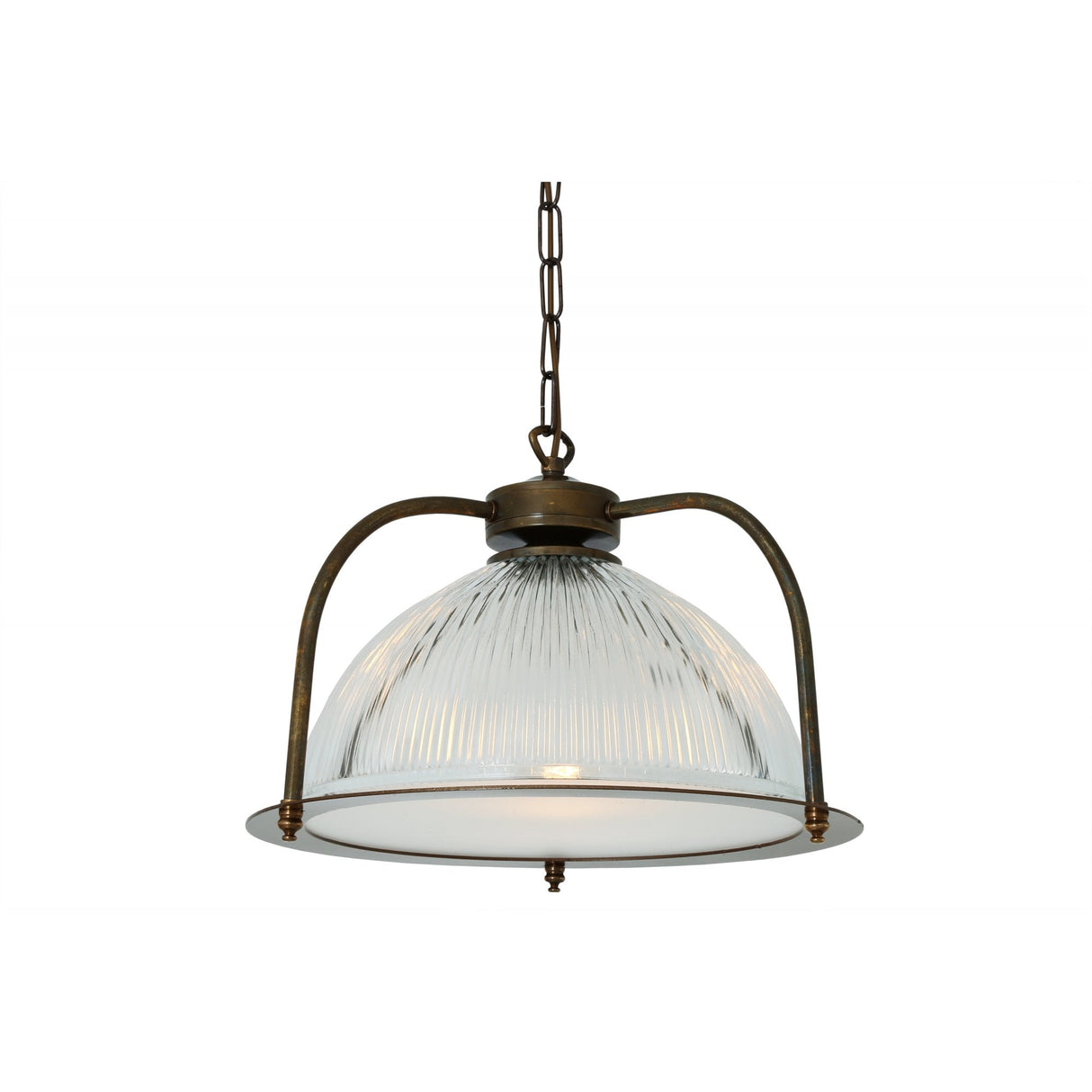 Antique Brass Bousta Holophane Pendant Light with Diffuser