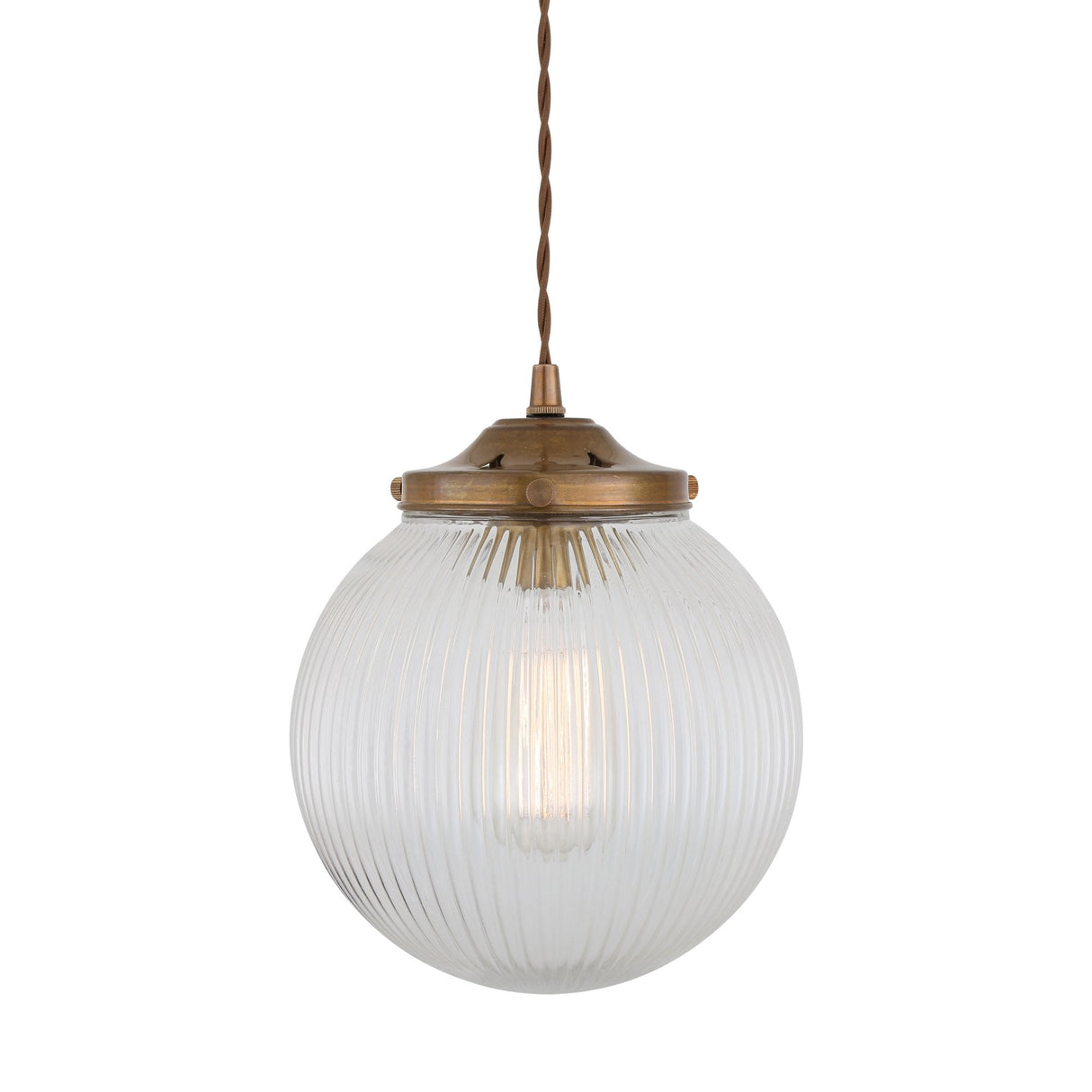 Elegant Opal Globe Pendant Light with Antique Brass Finish (200mm)