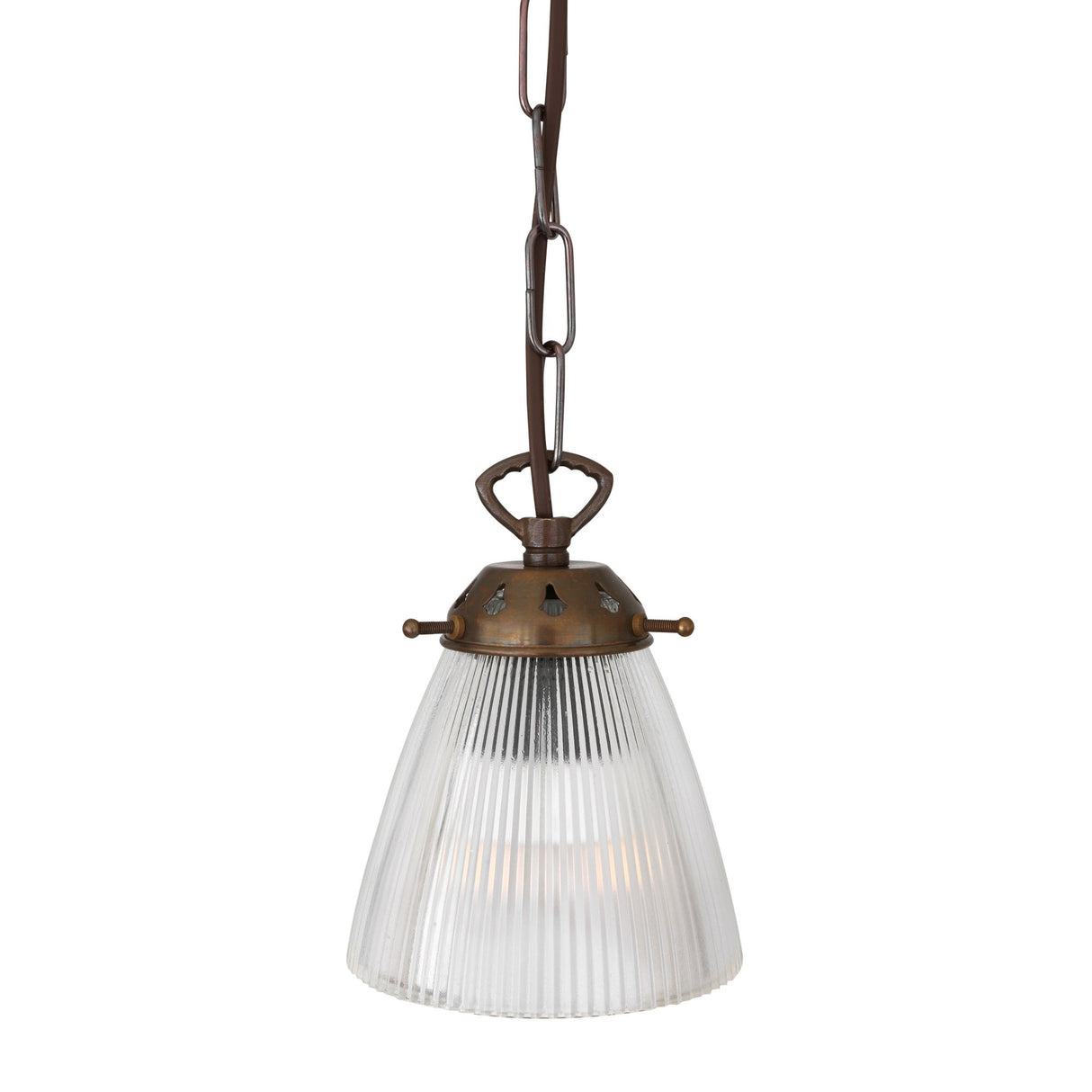 Gadar Glass Industrial Pendant Light in Antique Brass