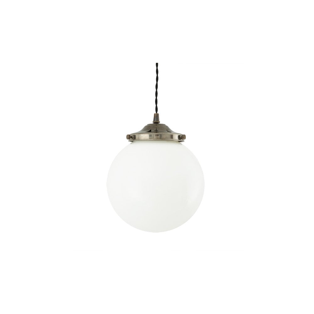Gentry Antique Brass Opal Globe Pendant Light, 20cm
