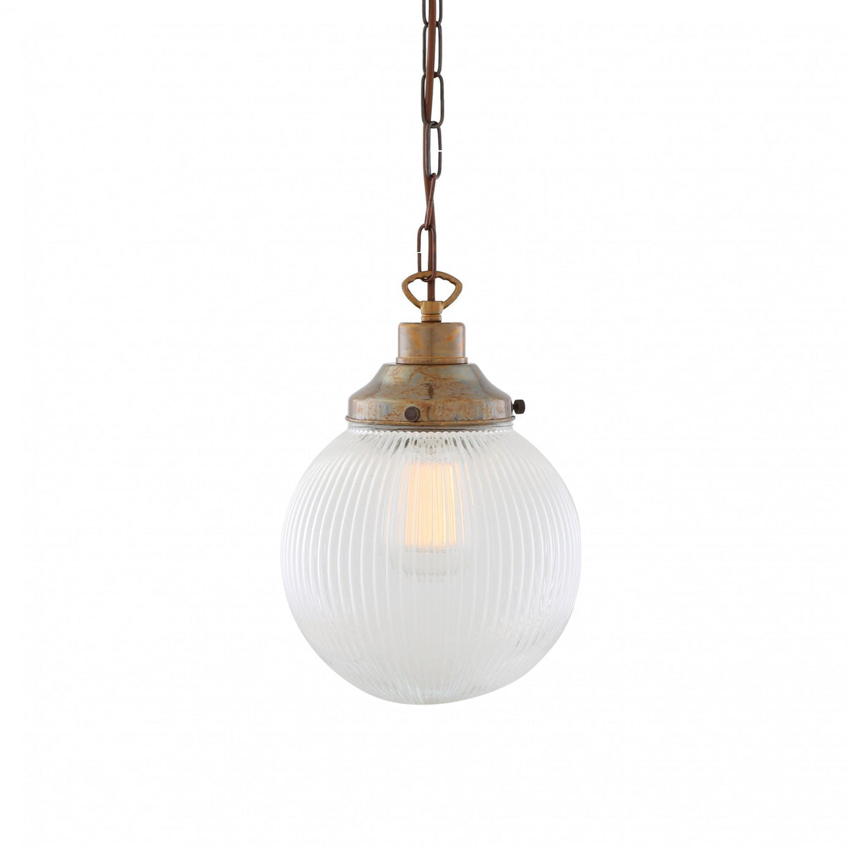Fitzroy Antique Brass Holophane Globe Pendant Light