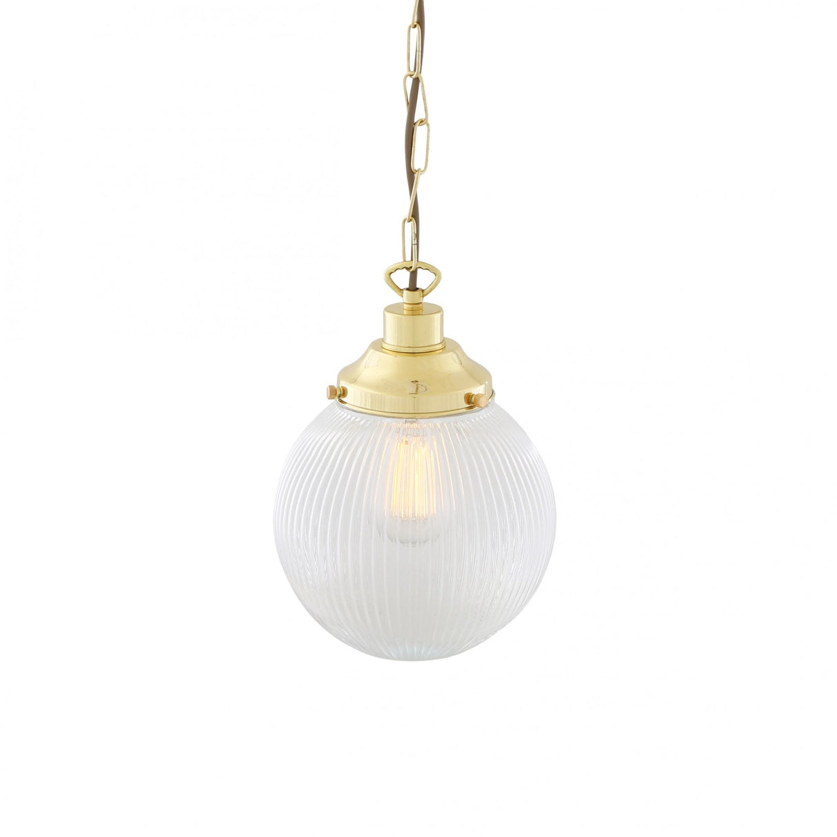 Fitzroy Antique Brass Holophane Globe Pendant Light