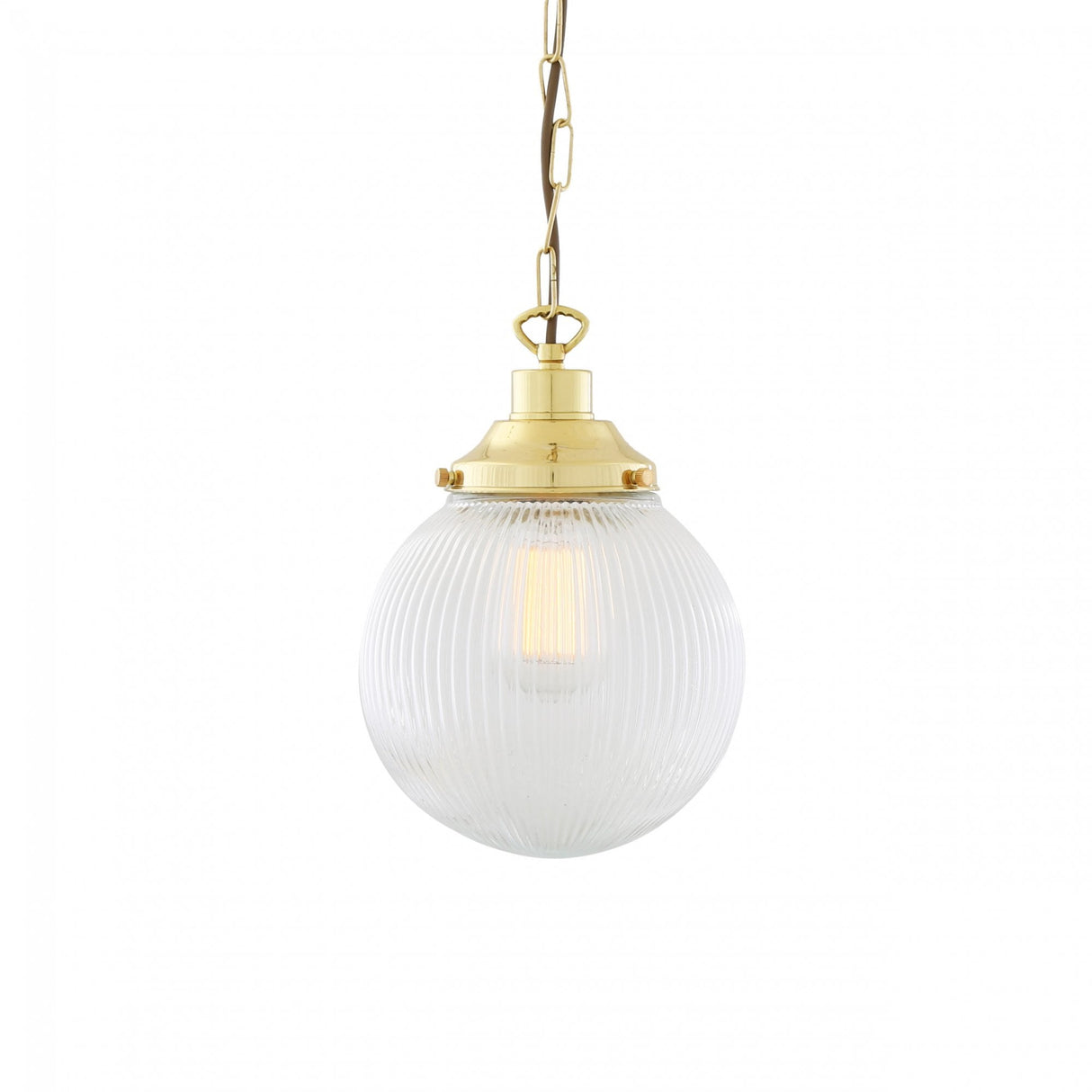 Fitzroy Antique Brass Holophane Globe Pendant Light