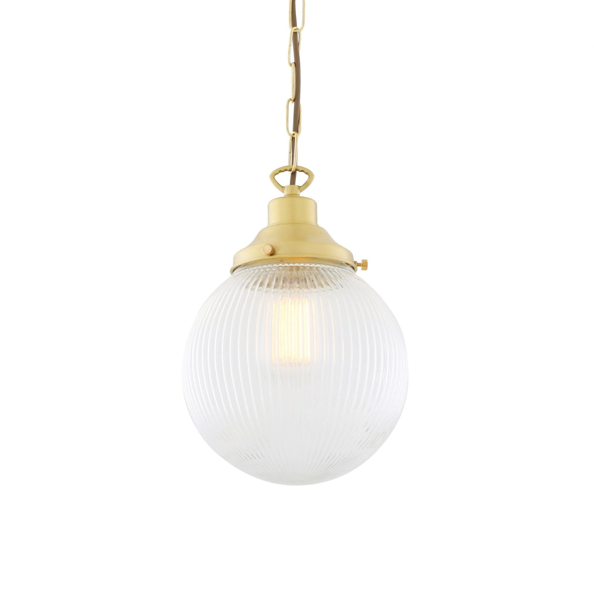 Fitzroy Antique Brass Holophane Globe Pendant Light