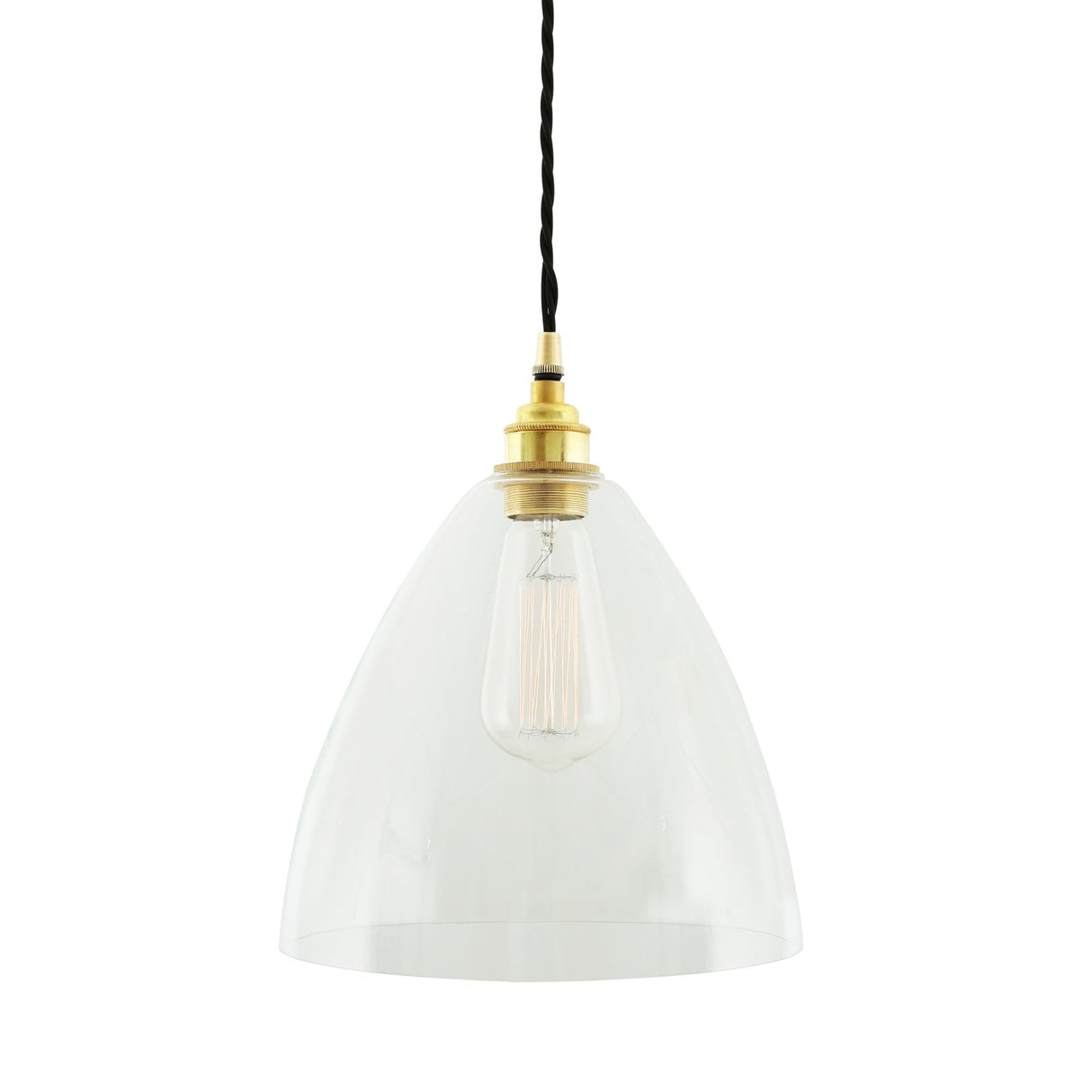Radiant Brass and Glass Pendant Light with Retro Oval Globe Design