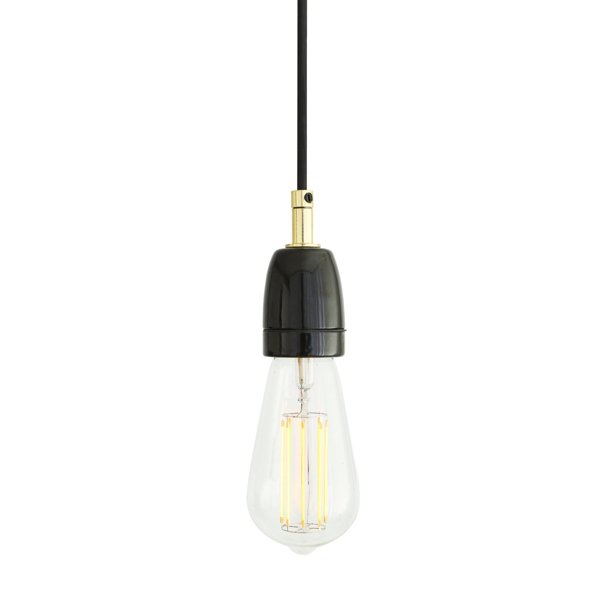 Elegant Caltra Pendant Light in Black & Polished Brass Finish