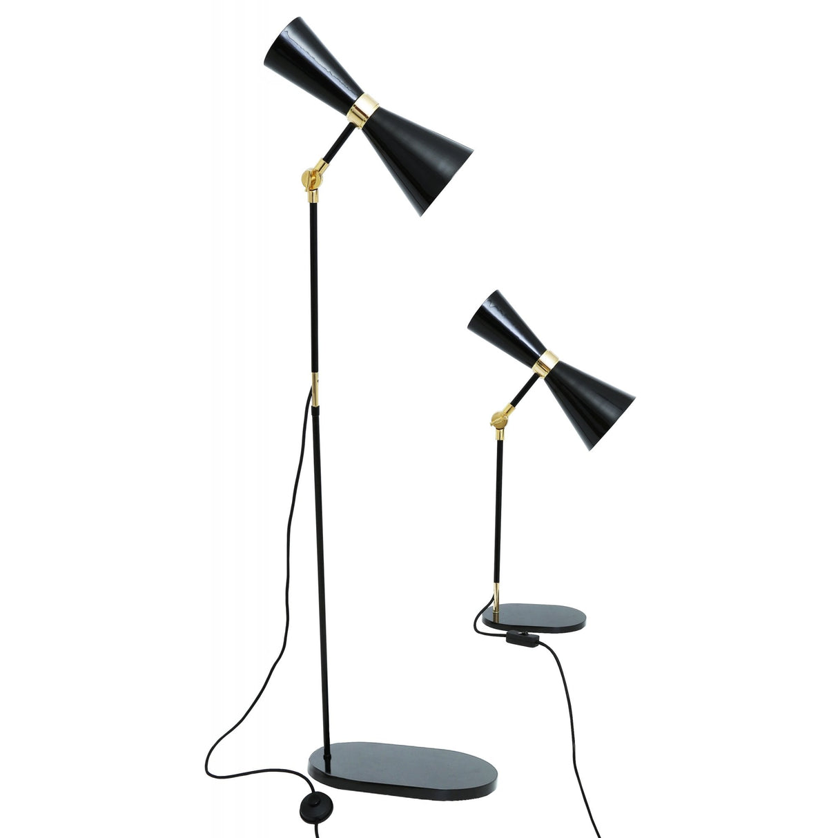 Cairo Mid-Century Table Lamp in Polished Brass and Matte Black