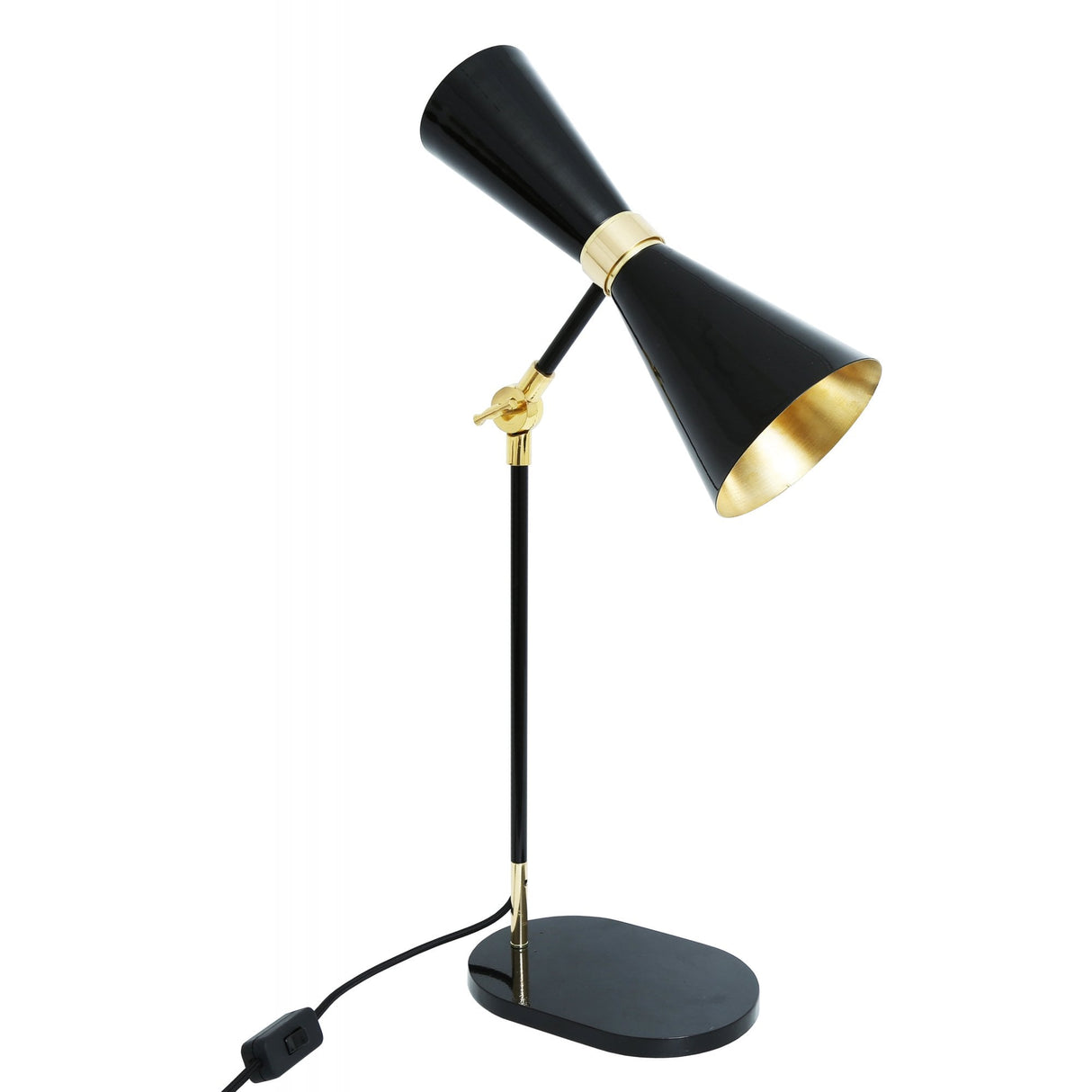 Cairo Mid-Century Table Lamp in Polished Brass and Matte Black