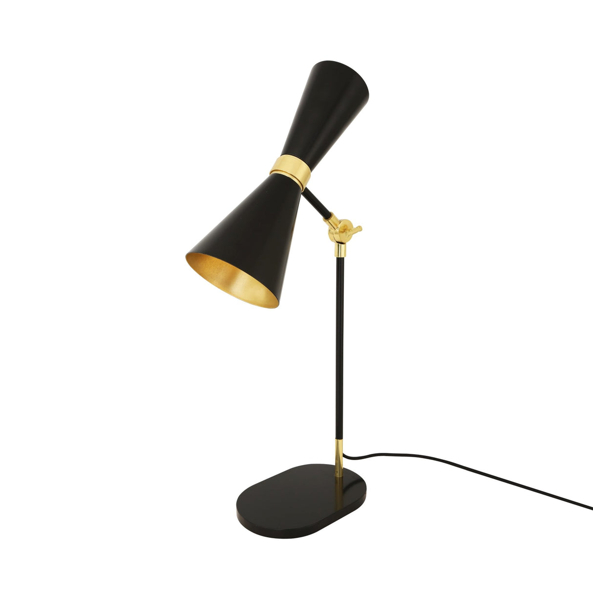 Cairo Mid-Century Table Lamp in Polished Brass and Matte Black