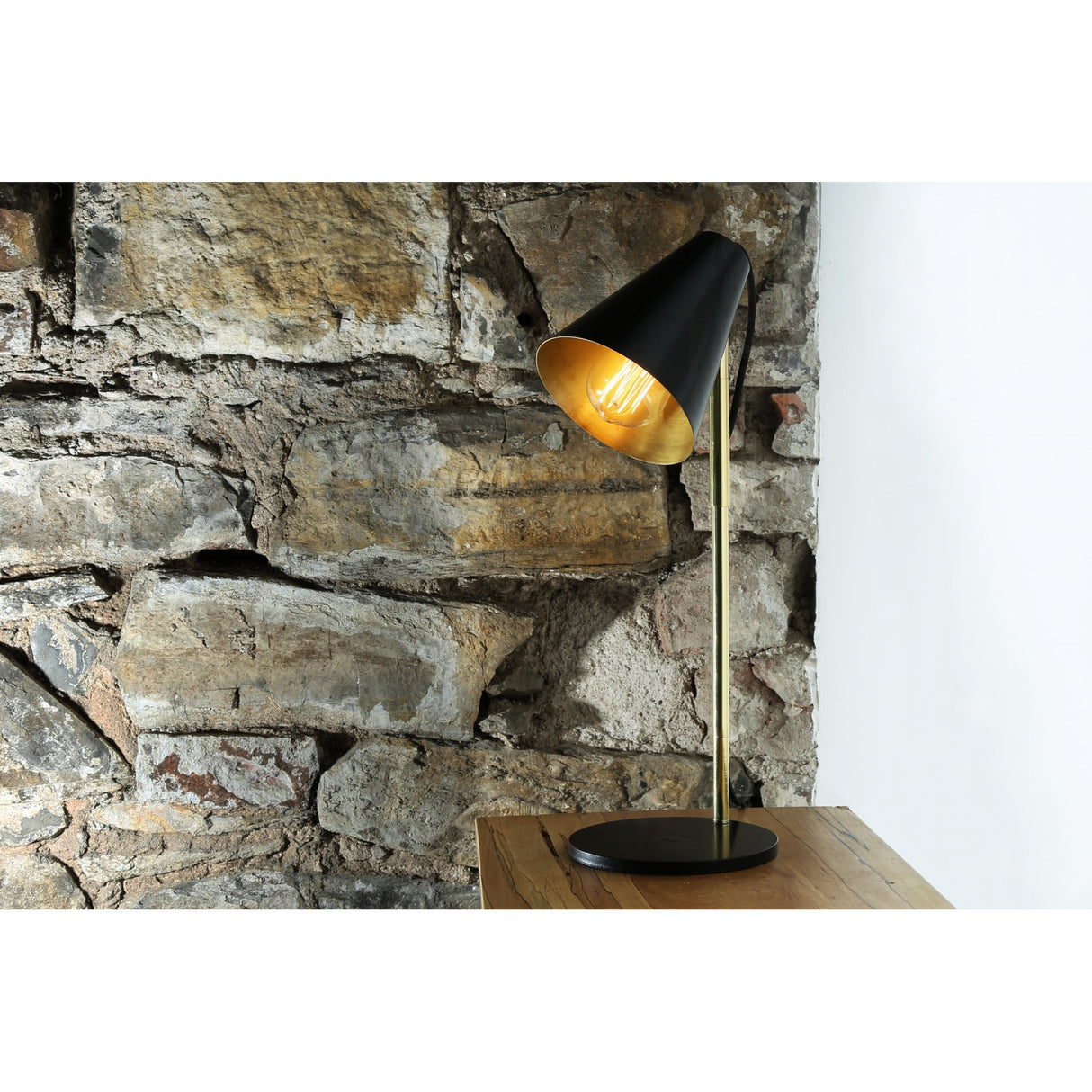 Lusaka Modern Table Lamp in Polished Brass & Matte Black