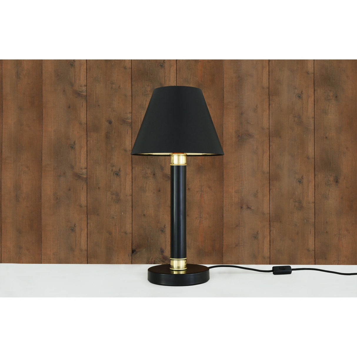 Kangos Dual-Tone Table Lamp in Matte Black and Polished Brass
