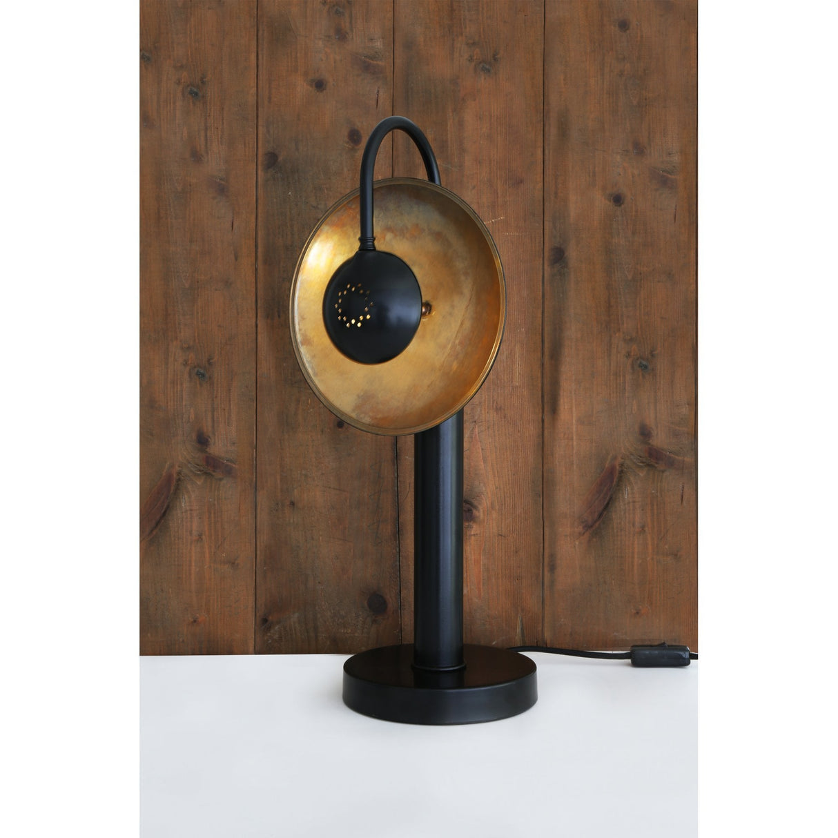 Matte Black & Antique Brass Orebro Industrial Table Lamp