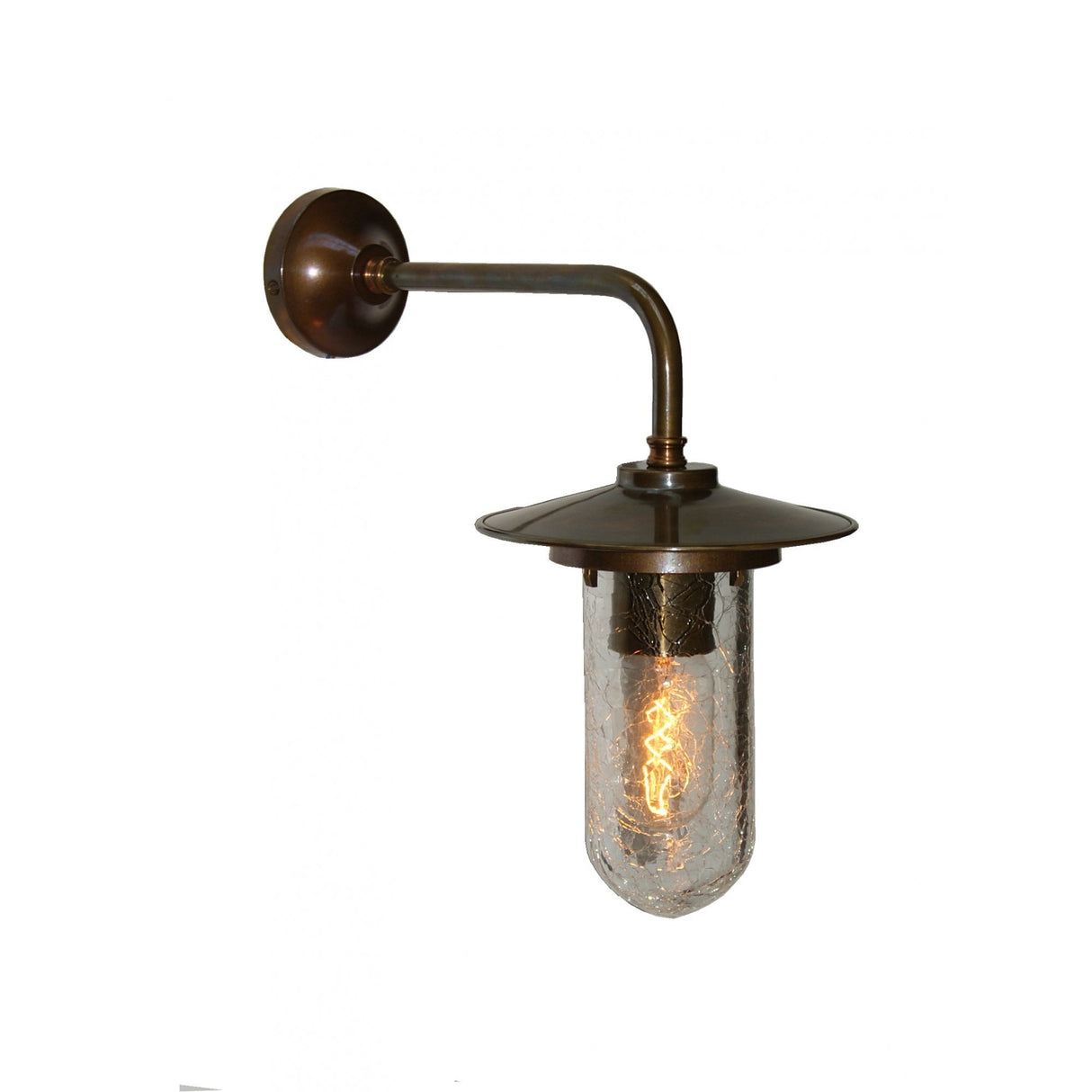 Florin Industrial Brass and Glass Wall Light