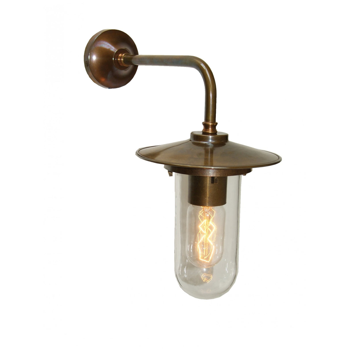 Florin Industrial Brass and Glass Wall Light