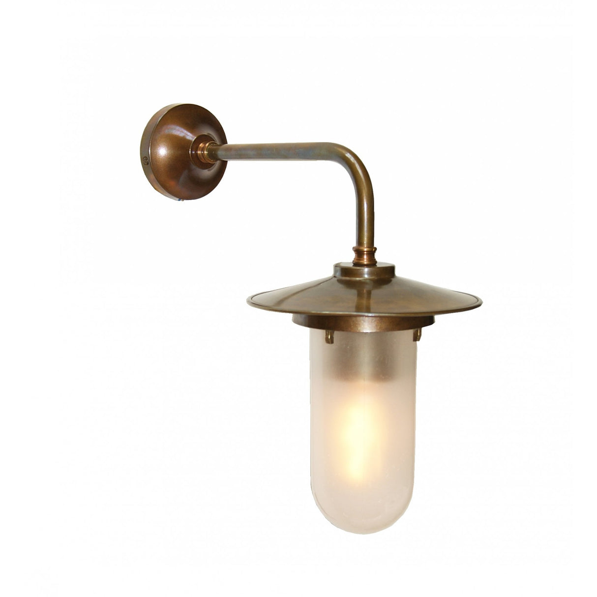 Florin Industrial Brass and Glass Wall Light