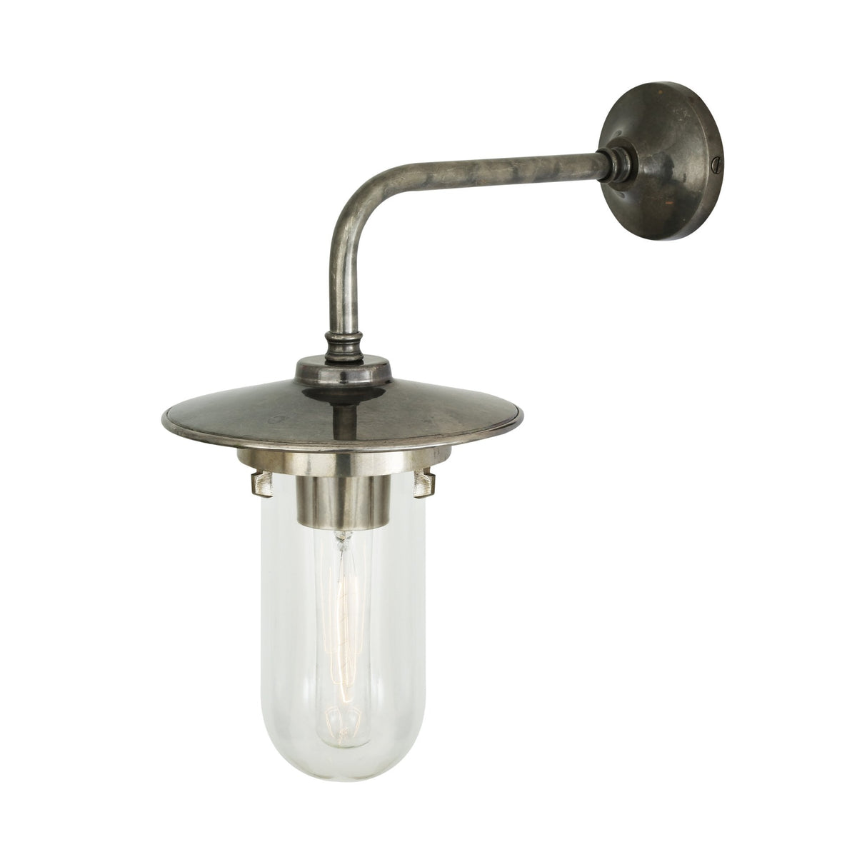 Florin Industrial Brass and Glass Wall Light