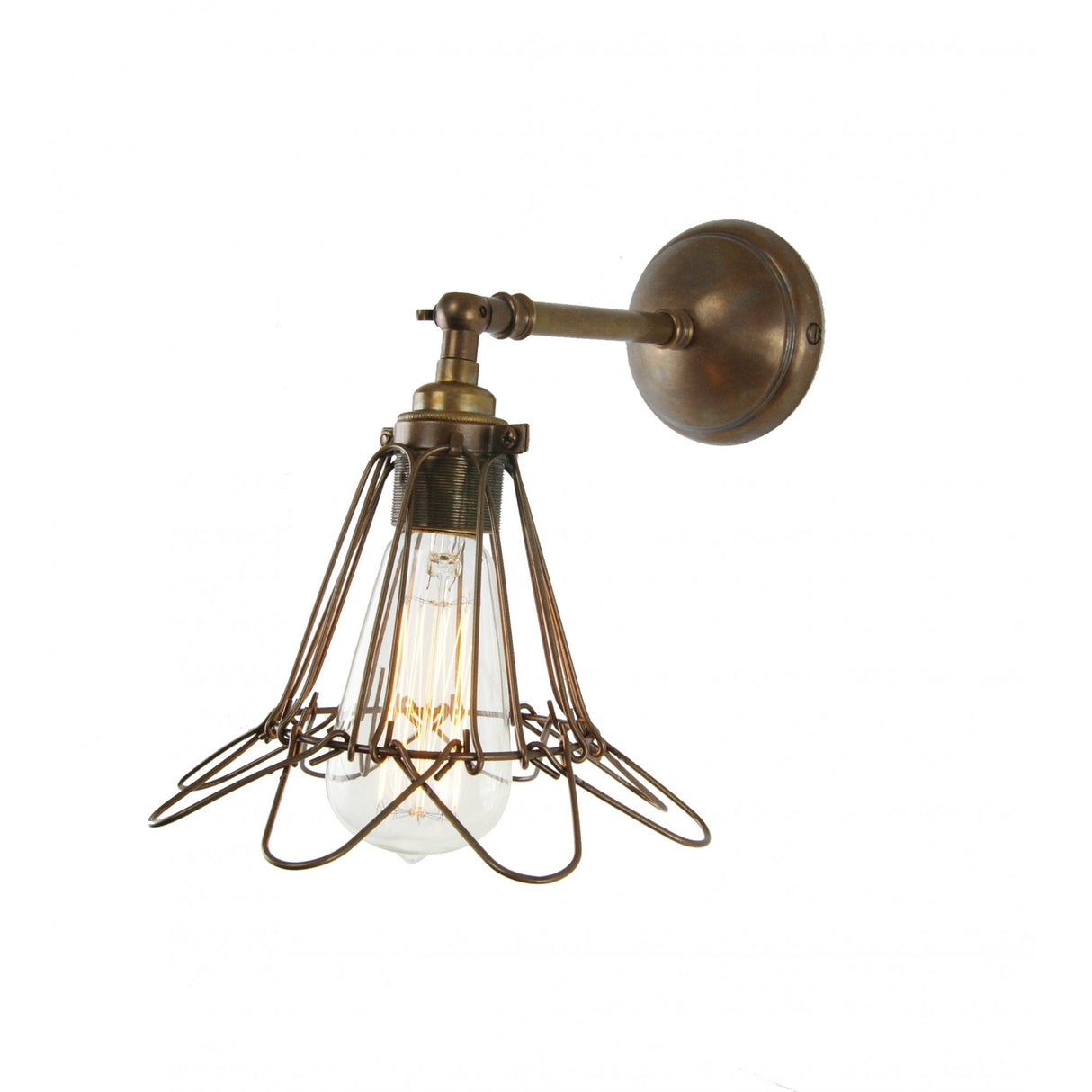 Industrial Brass and Steel Cage Wall Sconce Fixture