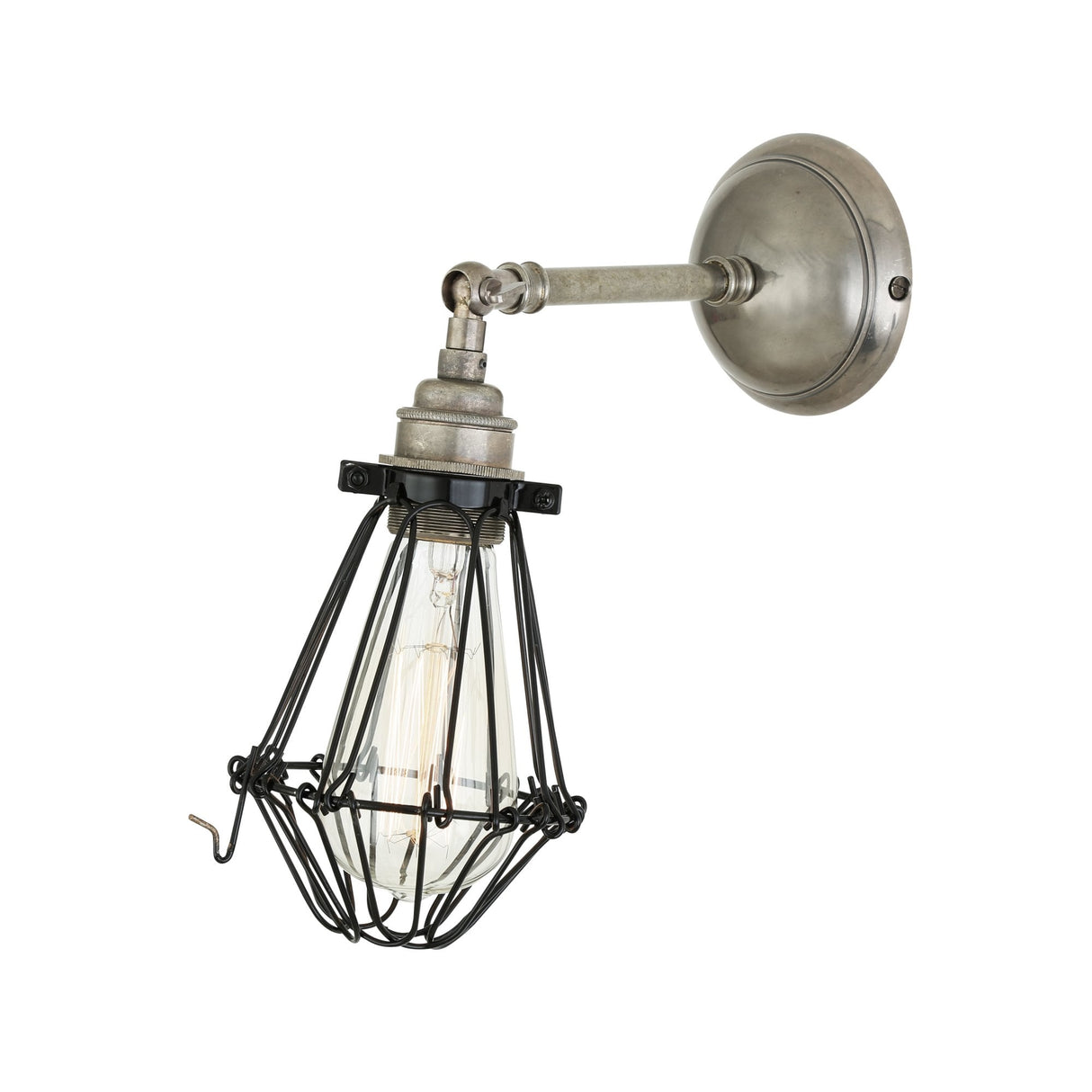 Industrial Brass and Steel Cage Wall Sconce Fixture
