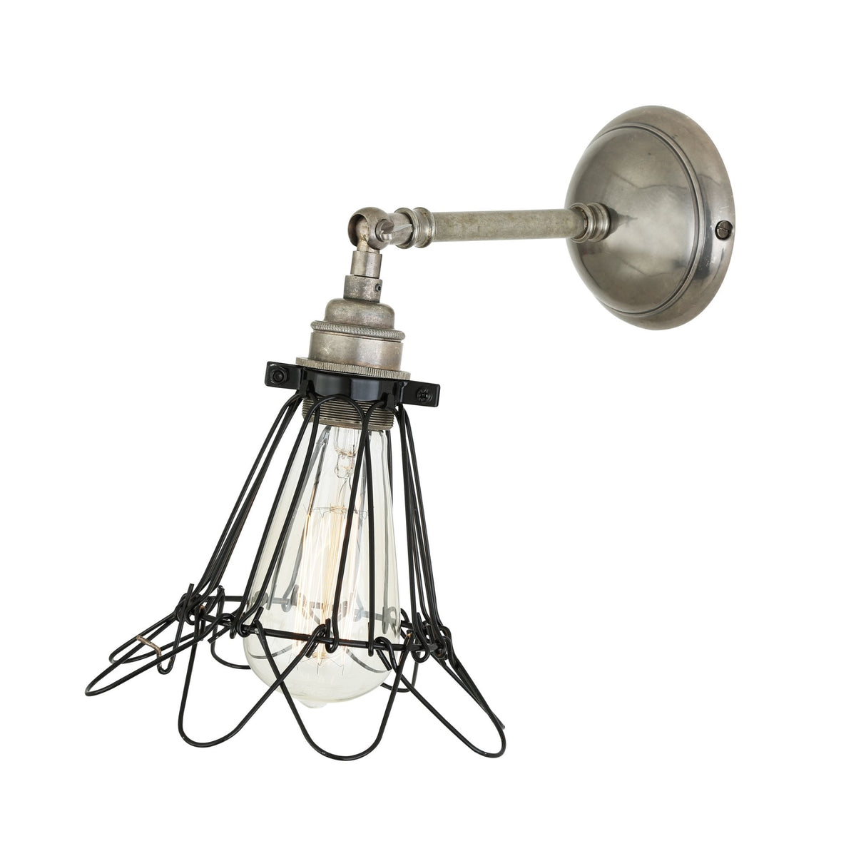 Industrial Brass and Steel Cage Wall Sconce Fixture