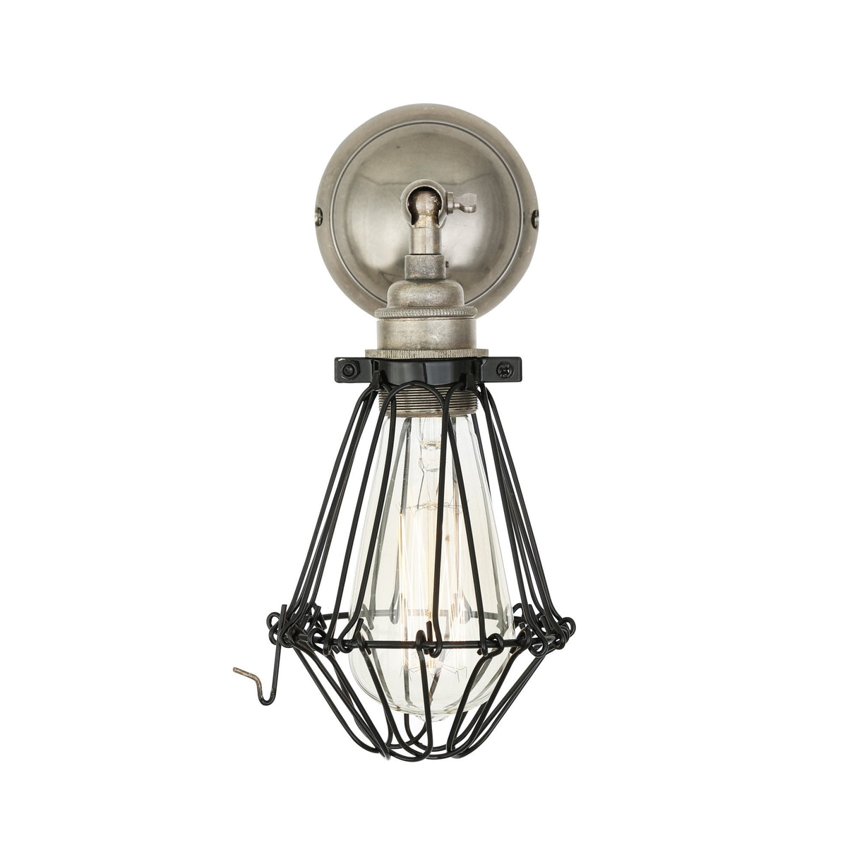 Industrial Brass and Steel Cage Wall Sconce Fixture