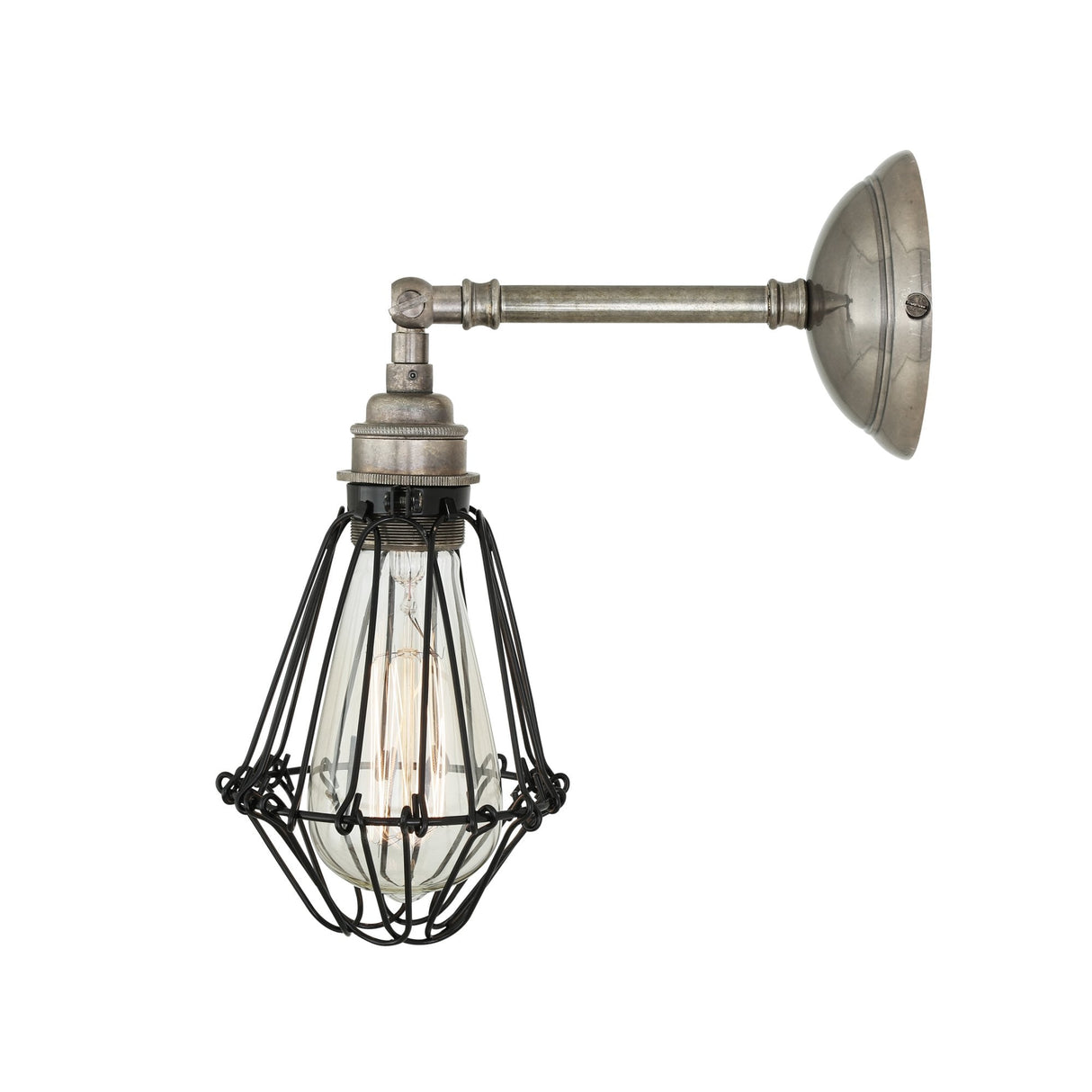 Industrial Brass and Steel Cage Wall Sconce Fixture