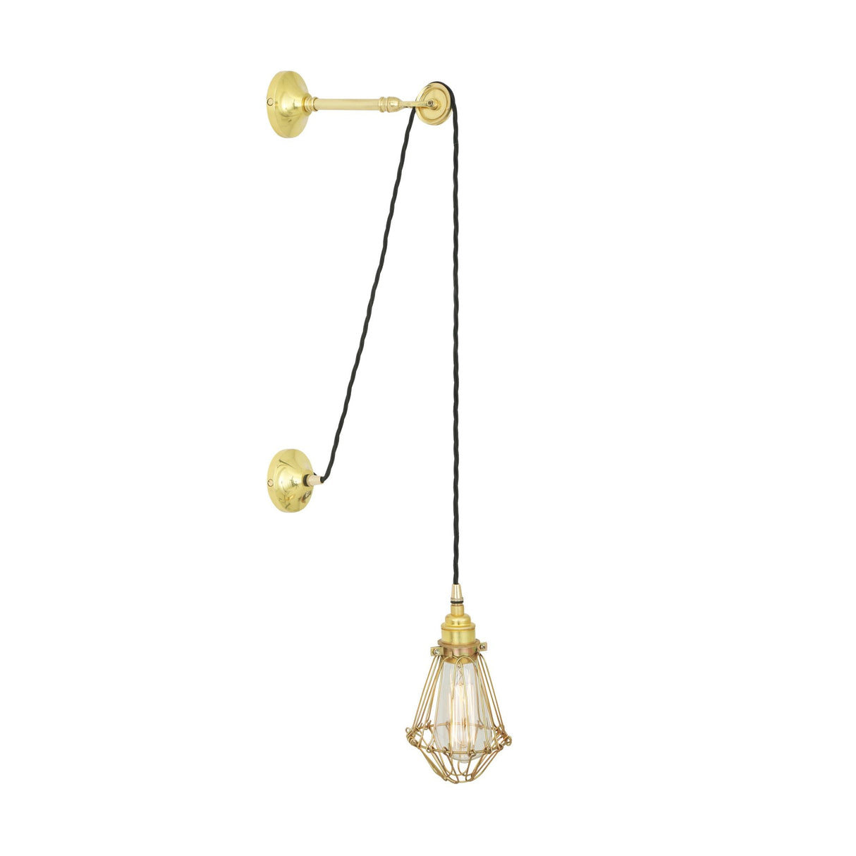 Vintage Industrial Apoch Cage Wall Sconce in Antique Brass