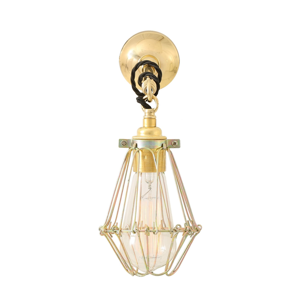 Antique Brass & Industrial Cage Wall Sconce