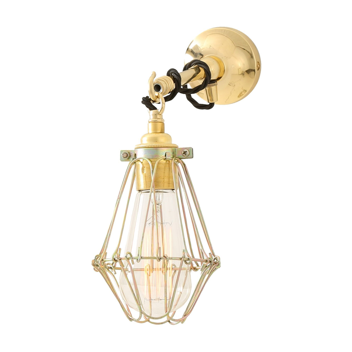 Antique Brass & Industrial Cage Wall Sconce
