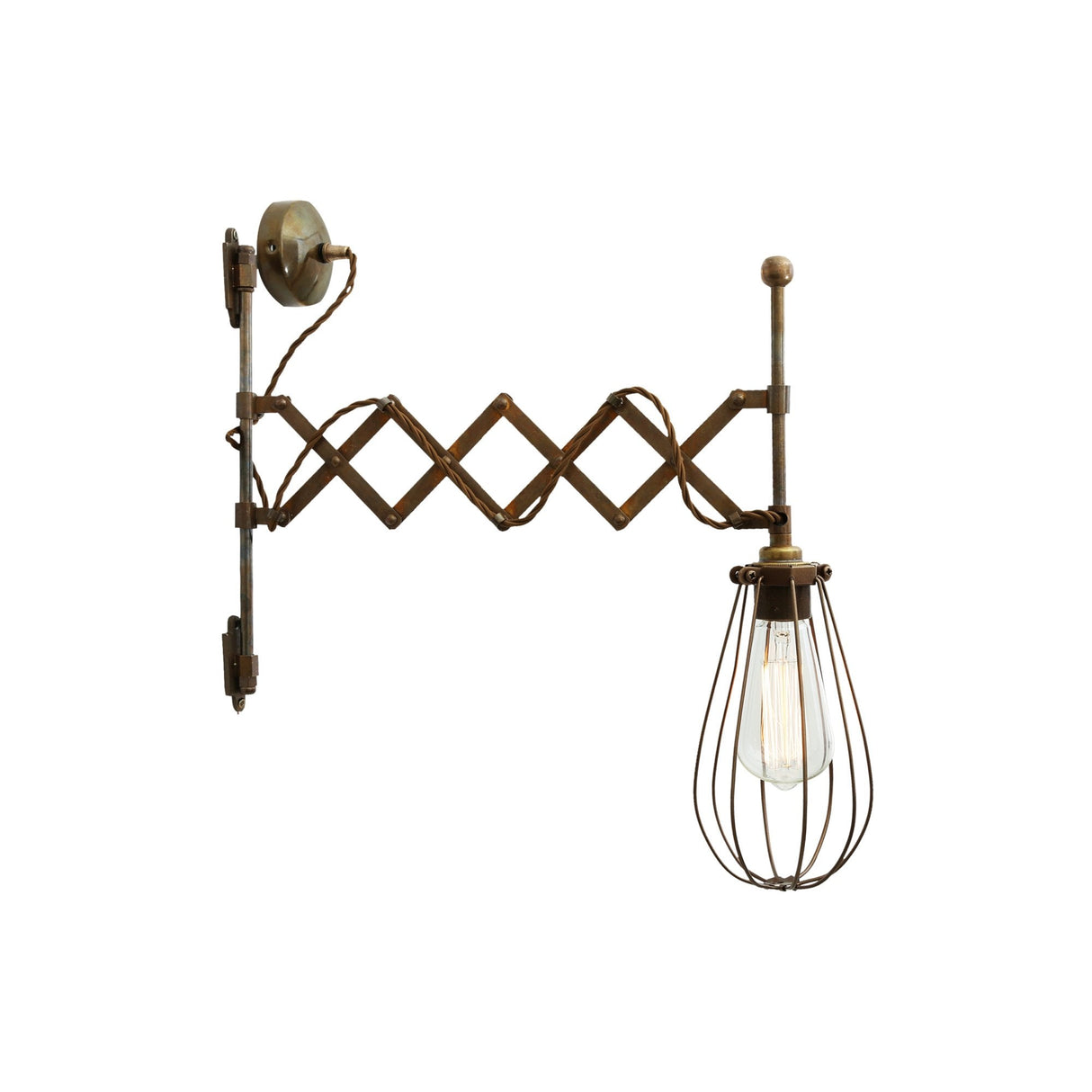 Antique Brass & Bronze Cage Wall Sconce
