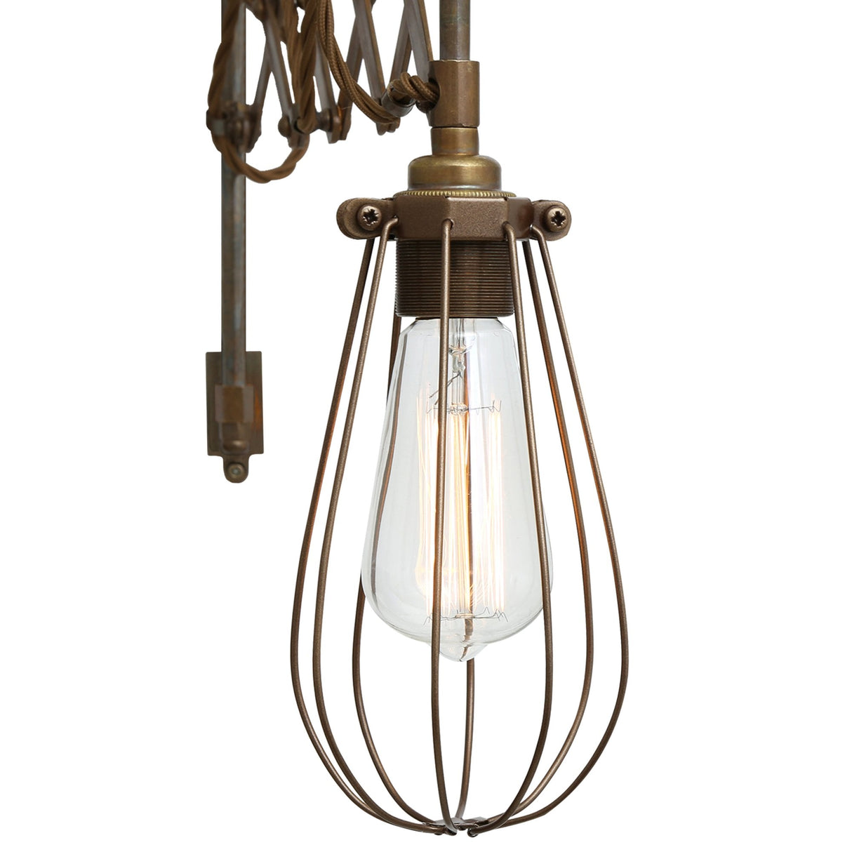 Antique Brass & Bronze Cage Wall Sconce