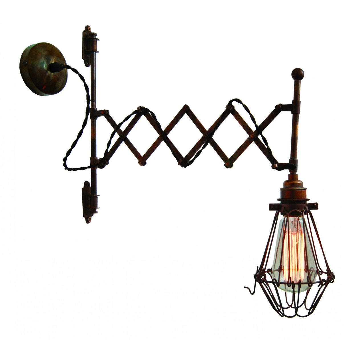 Antique Brass Lonn Wall Light with Gold Zinc Cage Design