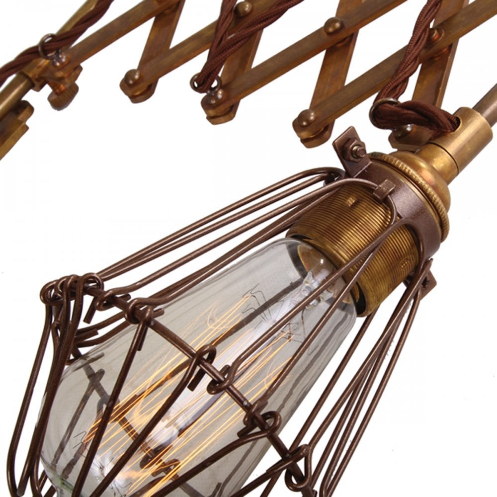 Antique Brass Lonn Wall Light with Gold Zinc Cage Design