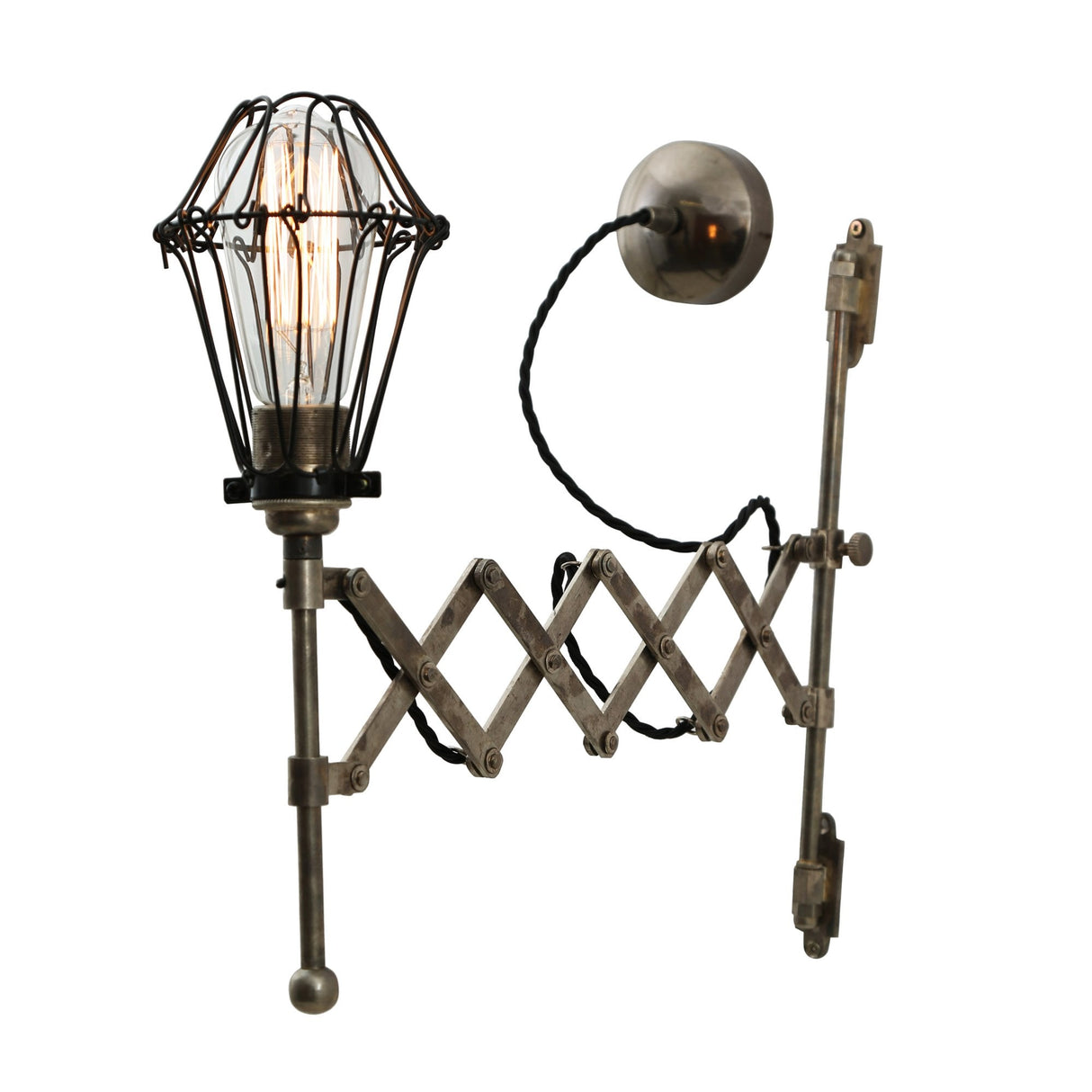 Antique Brass Lonn Wall Light with Gold Zinc Cage Design