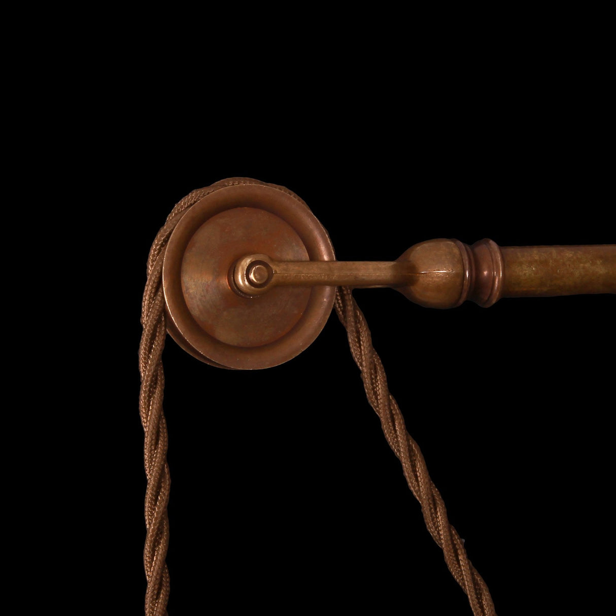 Antique Brass Industrial Pulley Wall Light with Coolie Shade