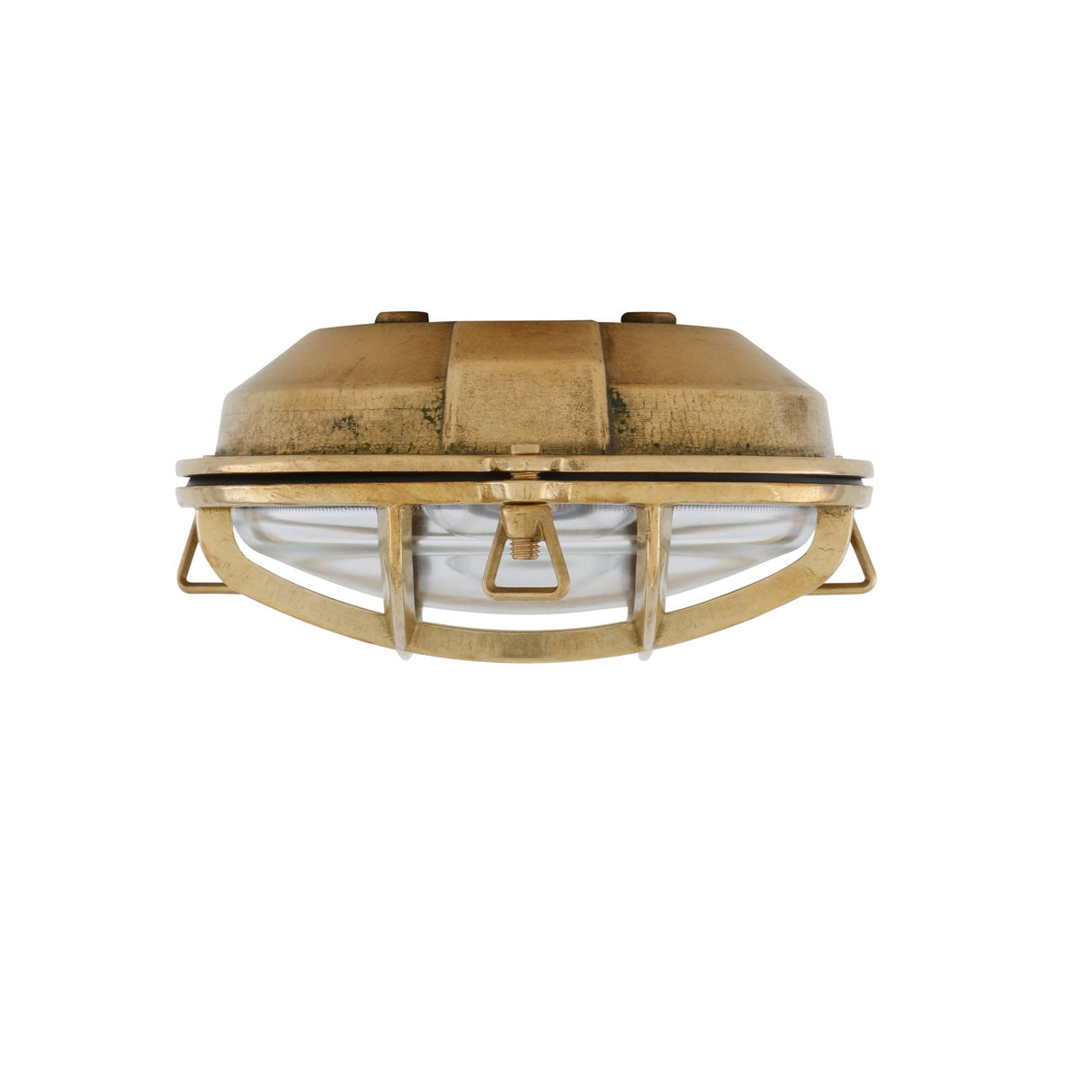 Nautical Round Bulkhead Wall Light in Brass and Glass