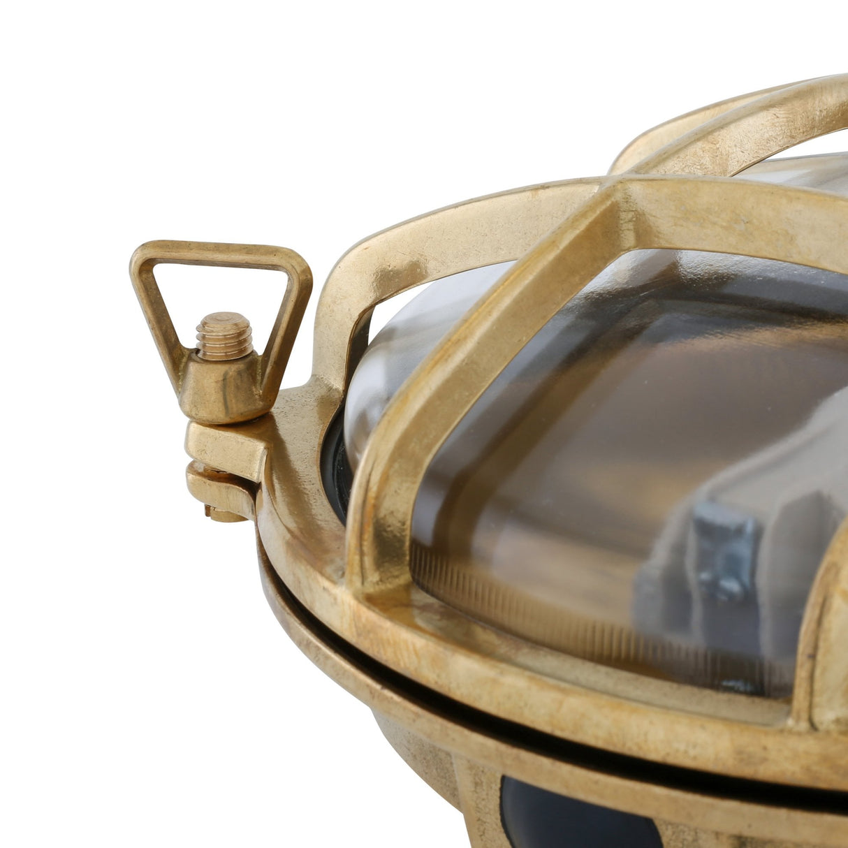 Nautical Round Bulkhead Wall Light in Brass and Glass