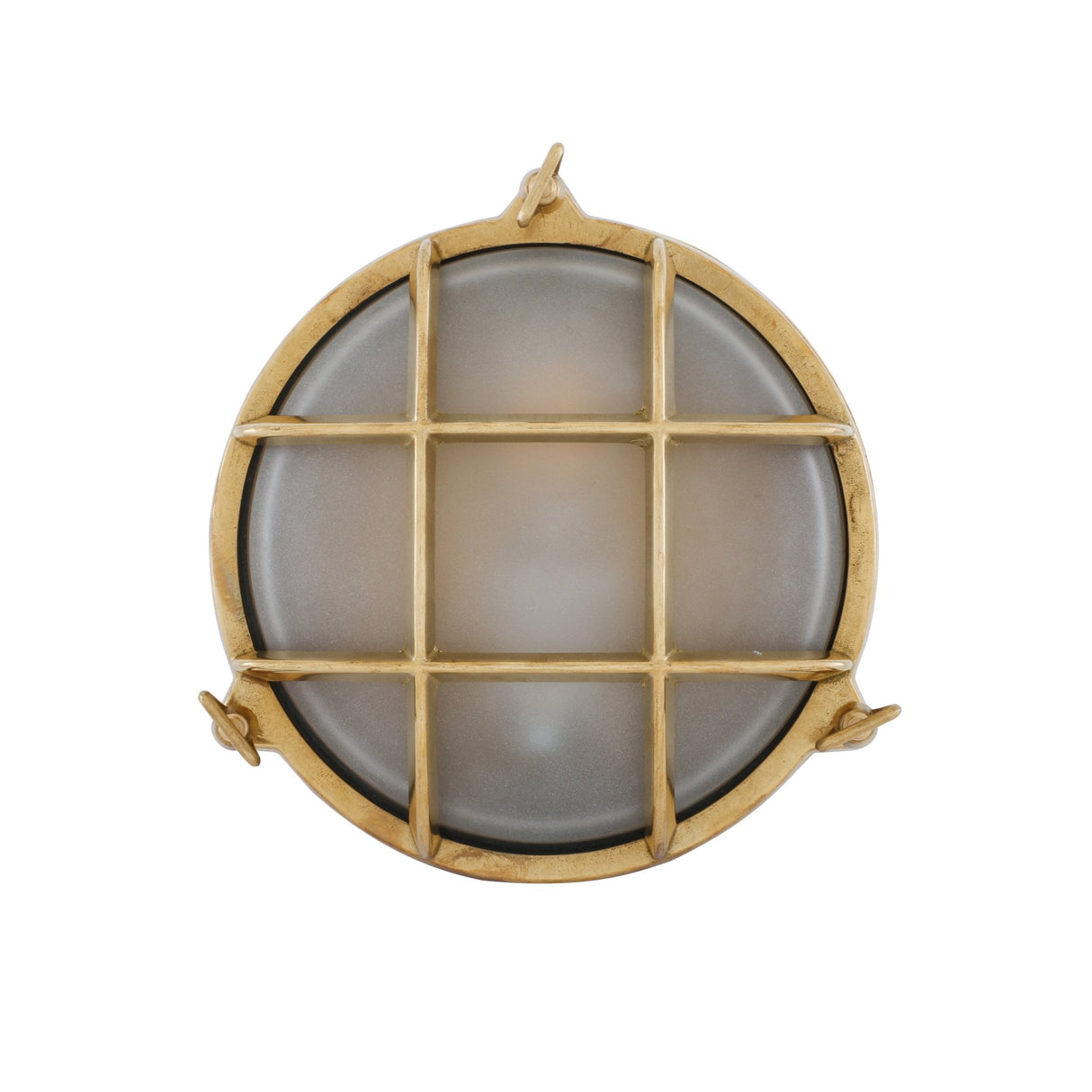 Nautical Round Bulkhead Wall Light in Brass and Glass