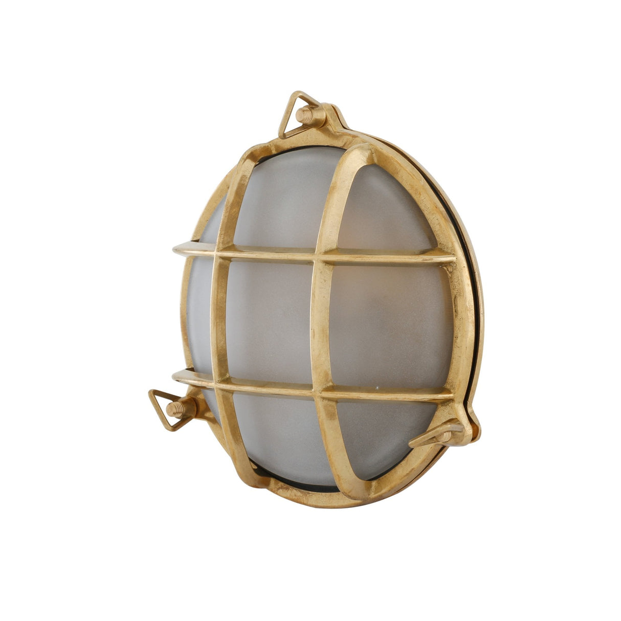 Nautical Round Bulkhead Wall Light in Brass and Glass