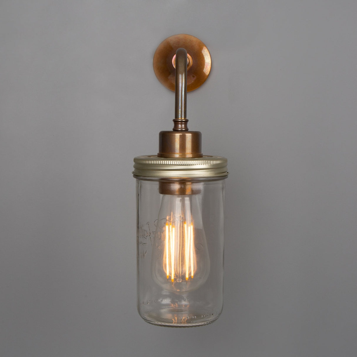 Vintage-Inspired Mason Jar Wall Sconce, Antique Brass Finish