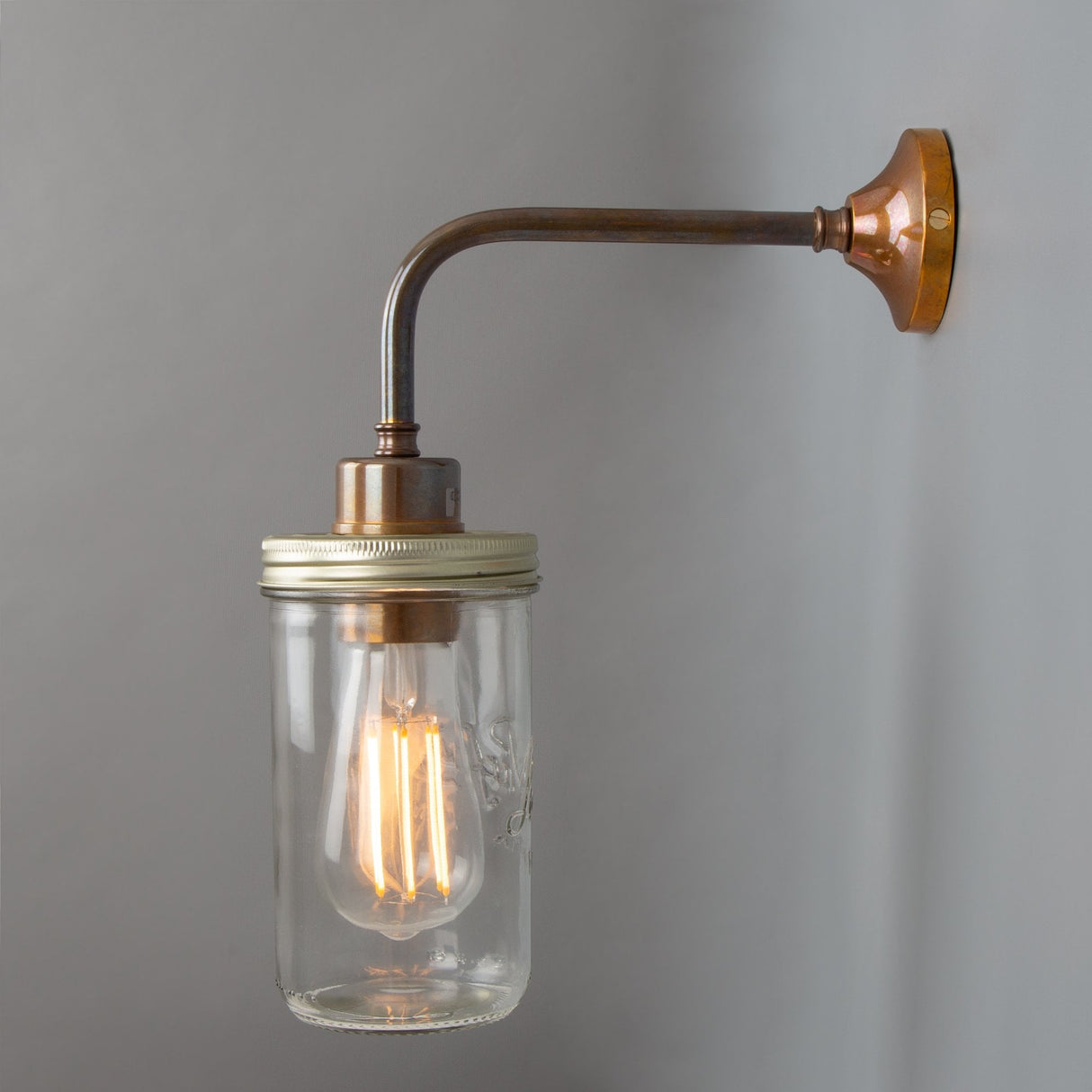 Vintage-Inspired Mason Jar Wall Sconce, Antique Brass Finish