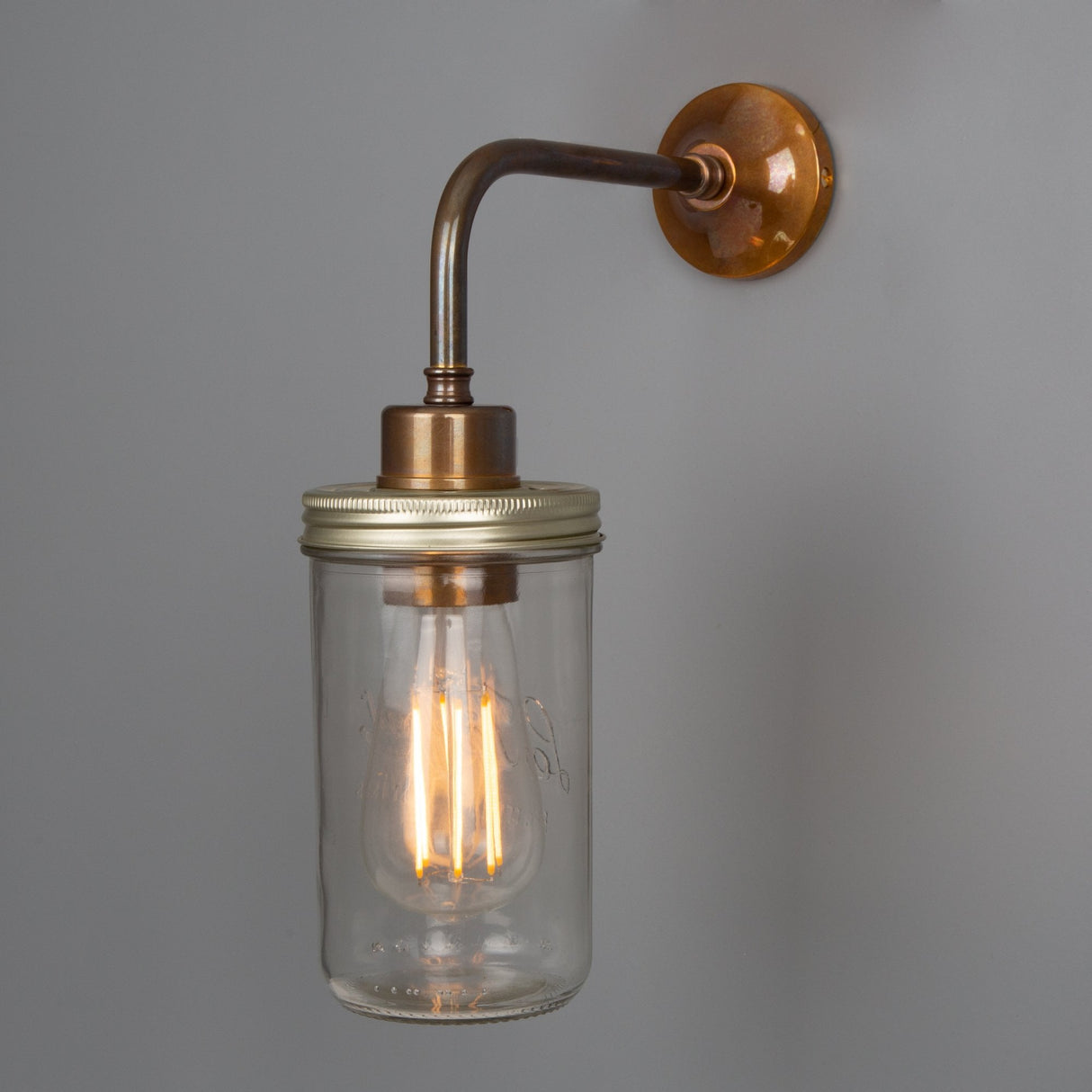 Vintage-Inspired Mason Jar Wall Sconce, Antique Brass Finish