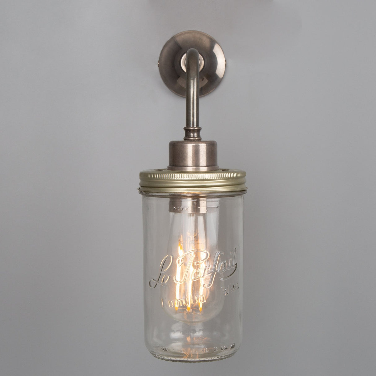 Vintage-Inspired Mason Jar Wall Sconce, Antique Brass Finish