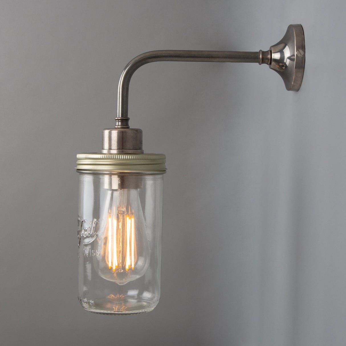 Vintage-Inspired Mason Jar Wall Sconce, Antique Brass Finish