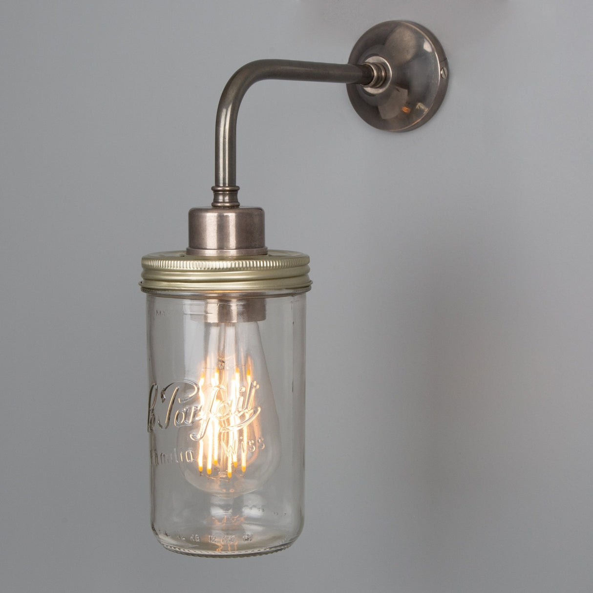 Vintage-Inspired Mason Jar Wall Sconce, Antique Brass Finish