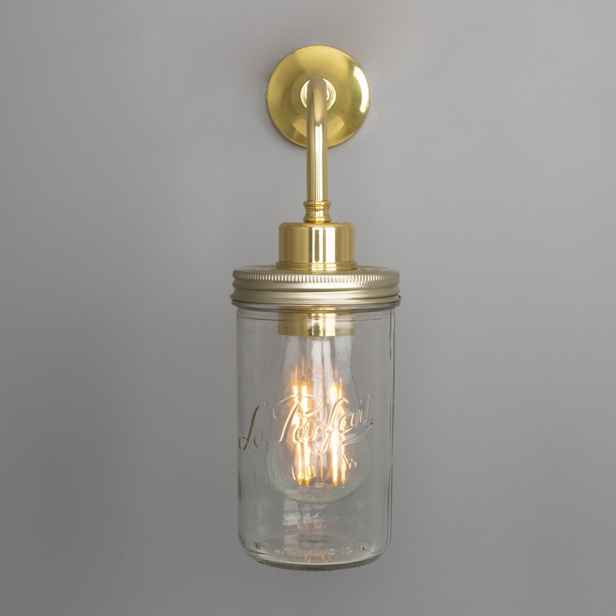 Vintage-Inspired Mason Jar Wall Sconce, Antique Brass Finish