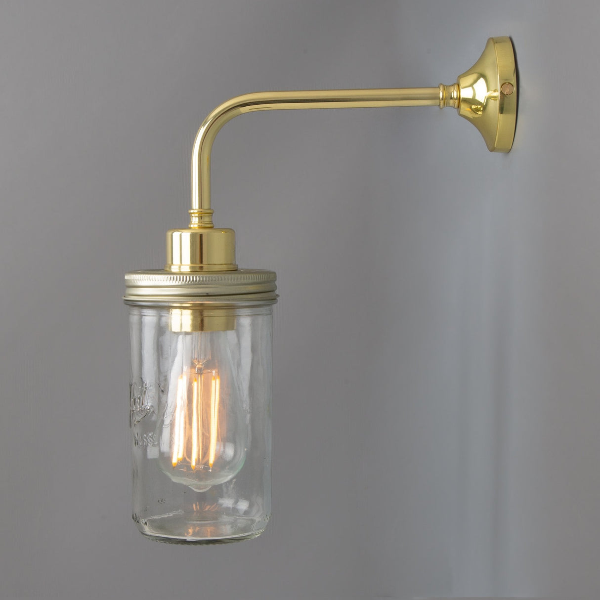 Vintage-Inspired Mason Jar Wall Sconce, Antique Brass Finish
